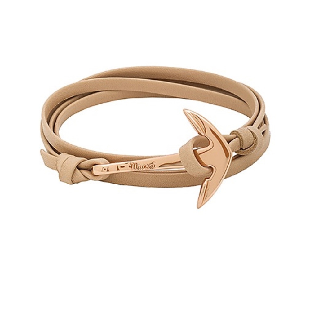 Miansai Leather Wrap Bracelet w 14K Rose Gold Hook